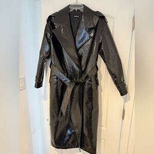 Express Black Faux Leather Trench Coat